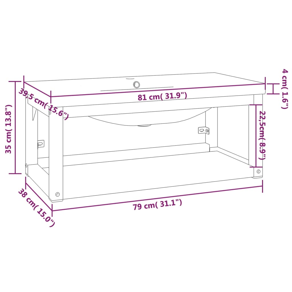 Washbasin Frame With Basin | Black and White
