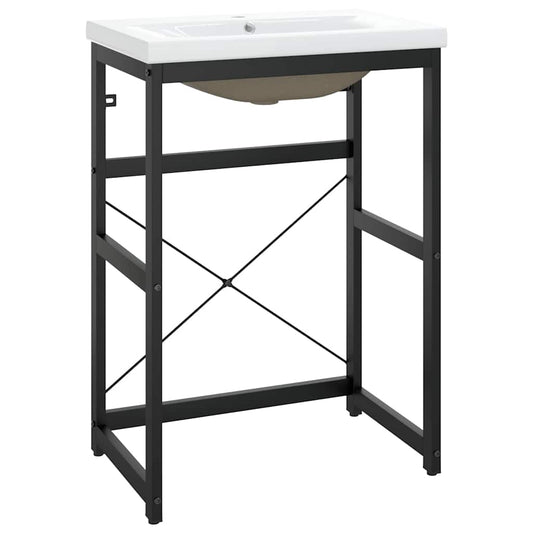 Washbasin Frame With Basin | Black and White | Powder-coated iron
