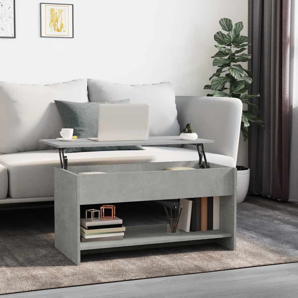 809651 vidaXL Coffee Table Concrete Grey 102x50x52,5 cm Engineered Wood