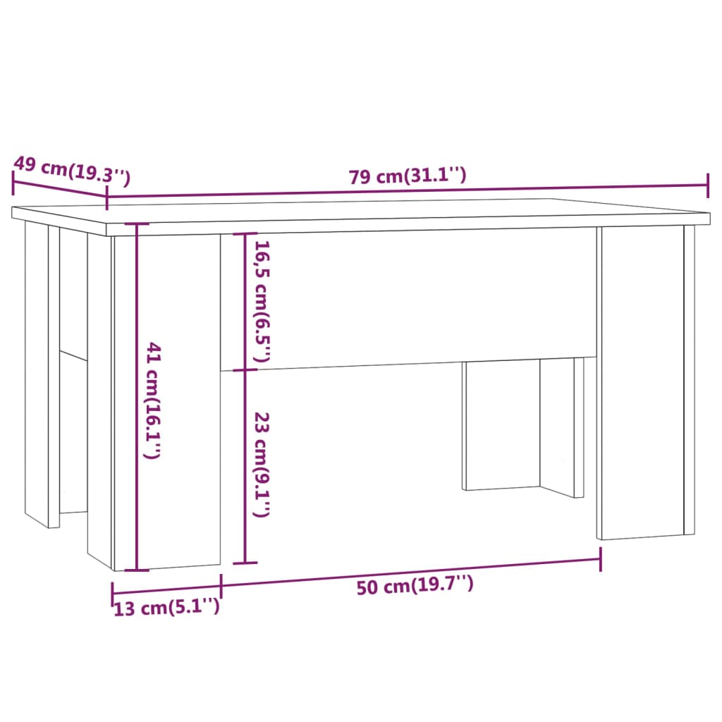 Coffee Table | High gloss white | Engineered wood | Medium