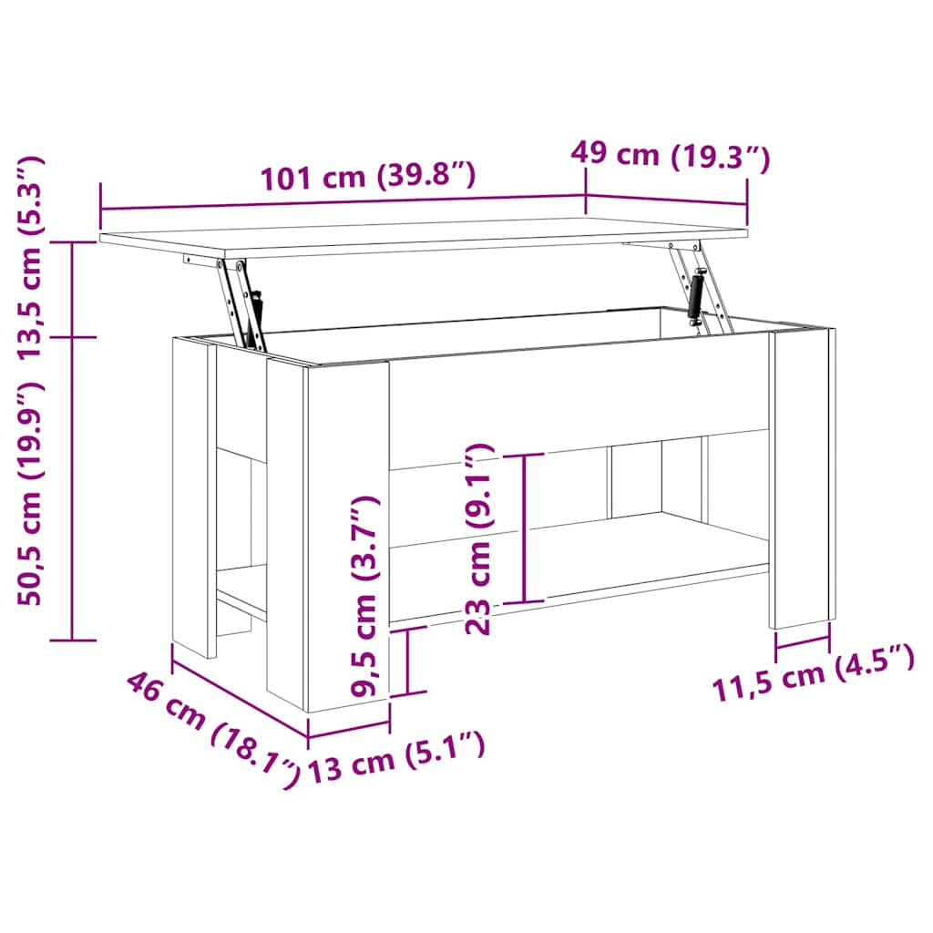 Coffee Table White 101x49x52 cm Engineered Wood