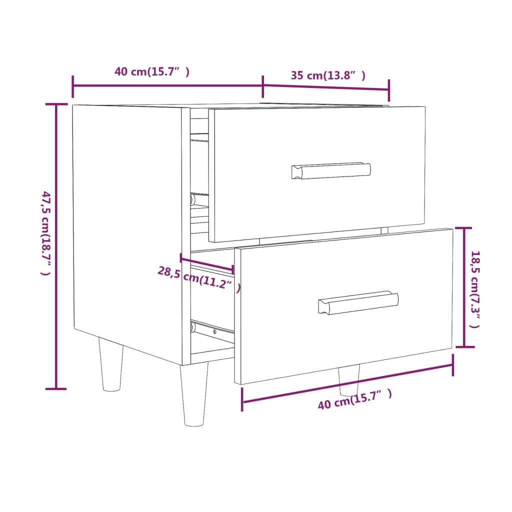 Bed Cabinet | White | Engineered Wood | Compact | Bed Cabinet