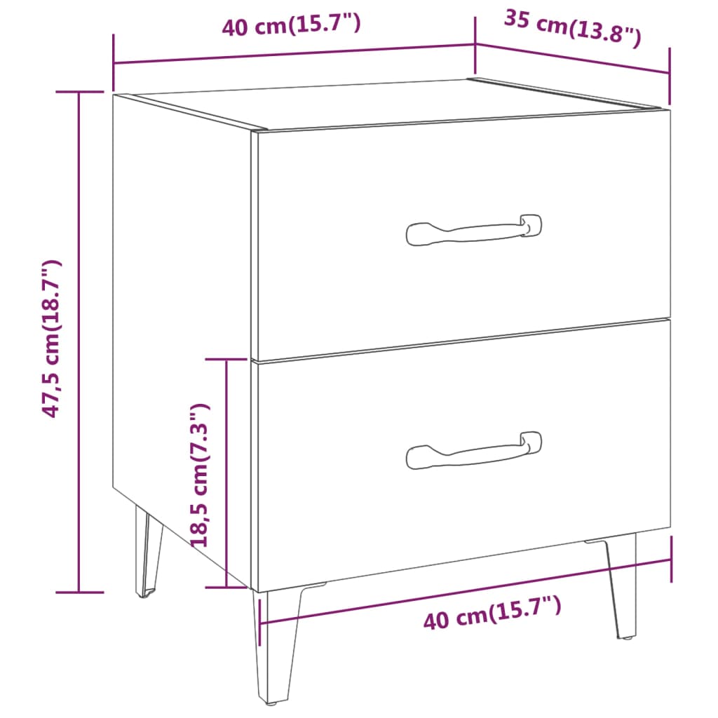 Bedside Cabinet | White | Engineered wood, metal | Compact