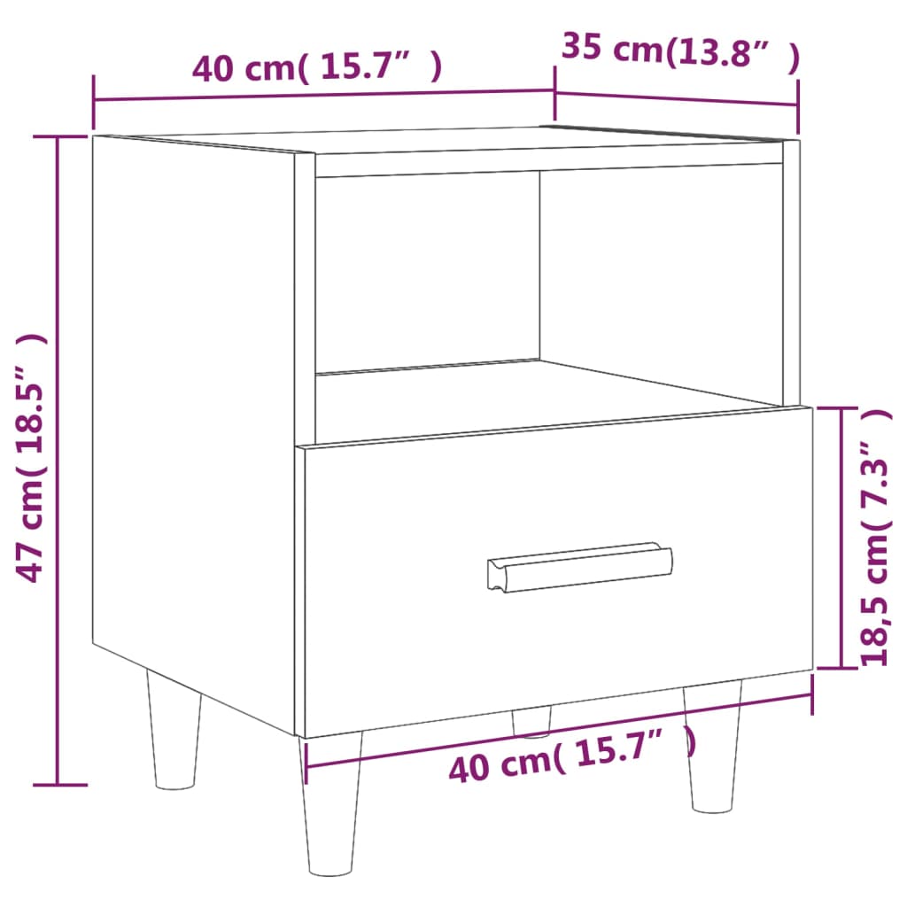 Bedside Cabinet Sonoma Oak 40x35x47 cm
