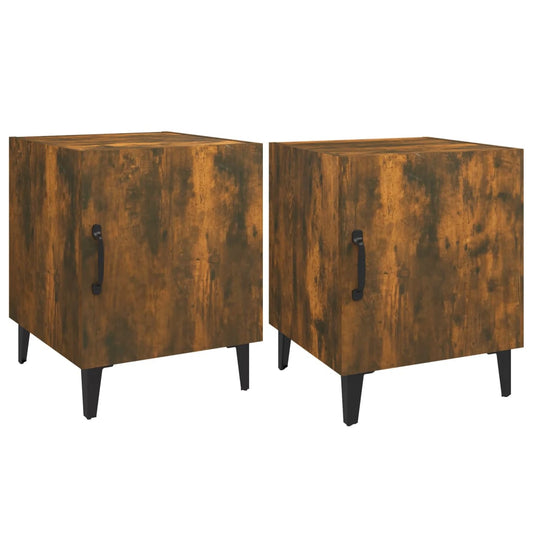 Bedside Cabinet | Set of 2 | Smoked Oak | Engineered Wood | Medium