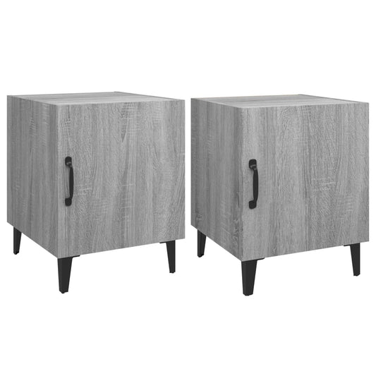 Bedside Cabinet | Set of 2 | Grey Sonoma | Engineered wood, metal