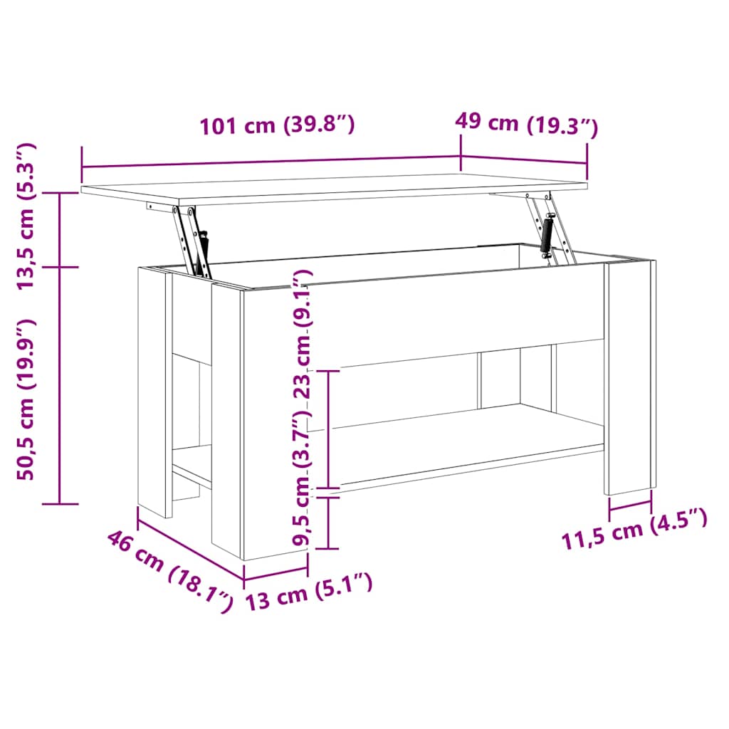 Coffee Table Grey Sonoma 101x49x52 cm Engineered Wood