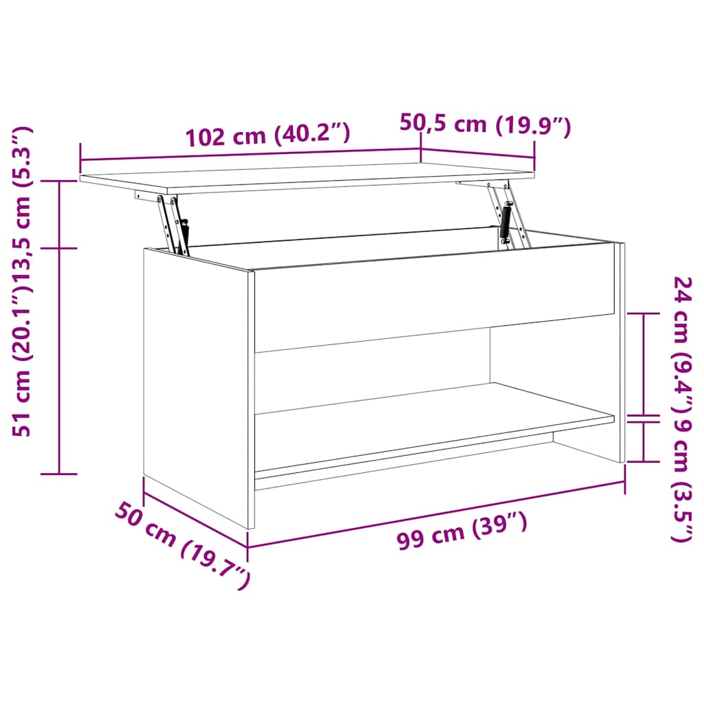 Coffee Table | Brown oak | Engineered Wood | Medium | Storage