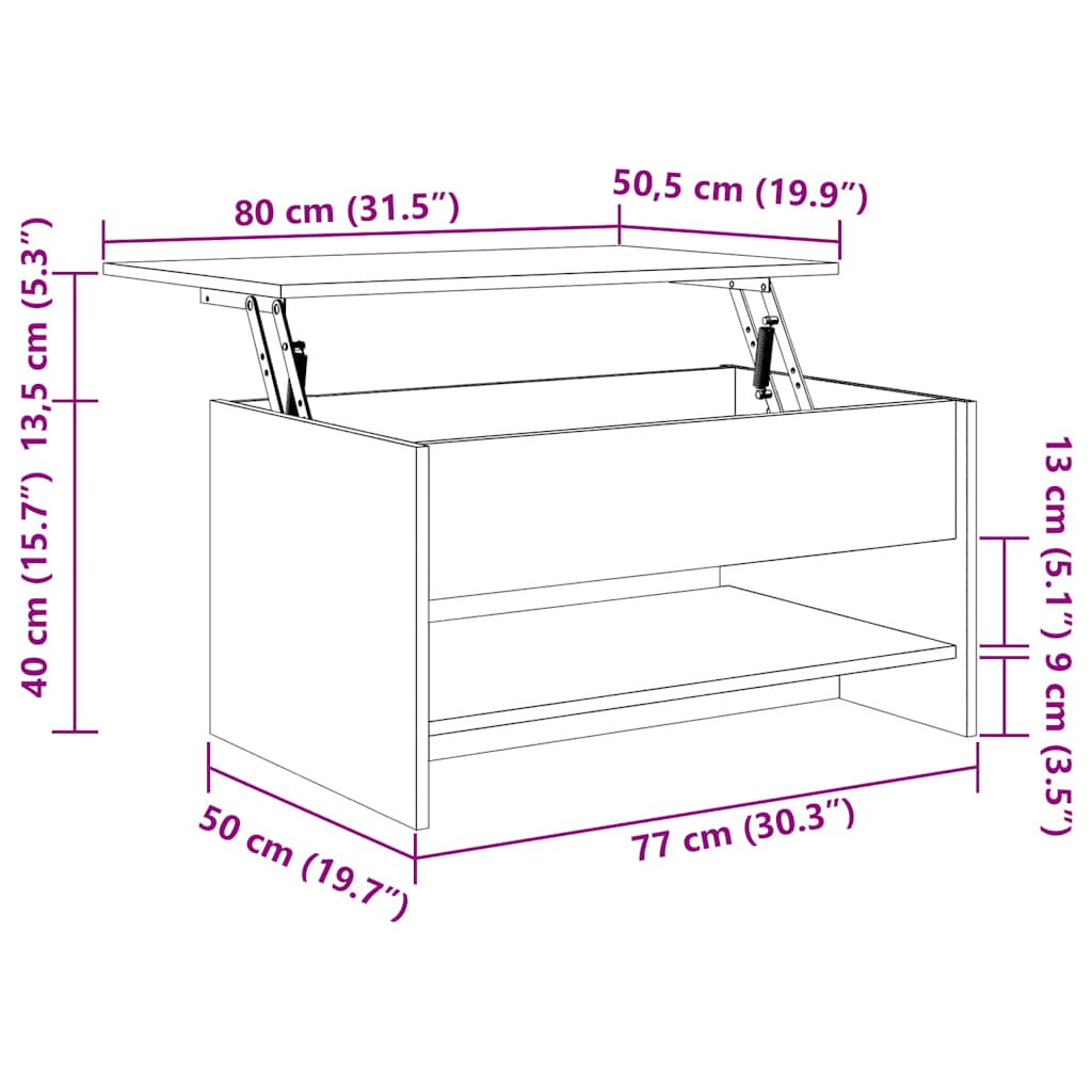 Coffee Table | Grey Sonoma | Engineered Wood | Medium | Height-Adjustable