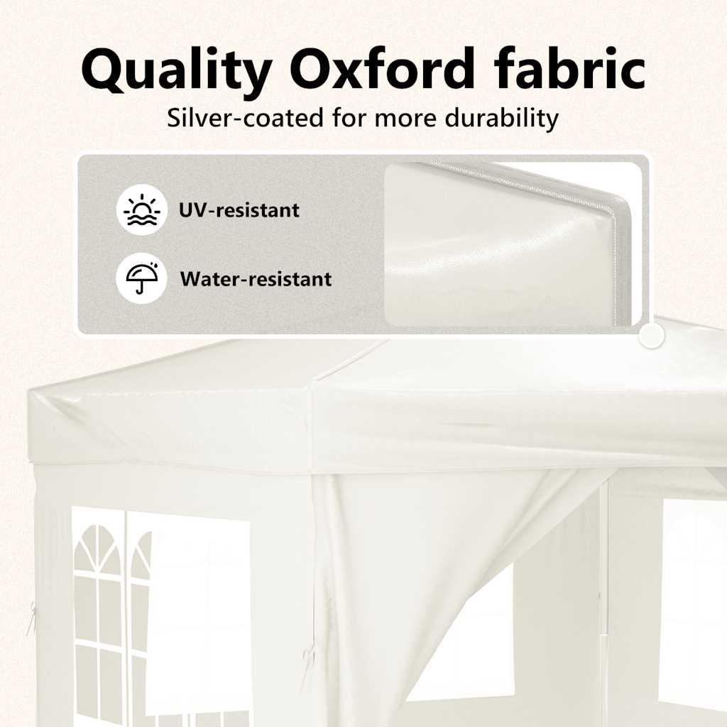 Folding Party Tent with Sidewalls Cream 3x3 m