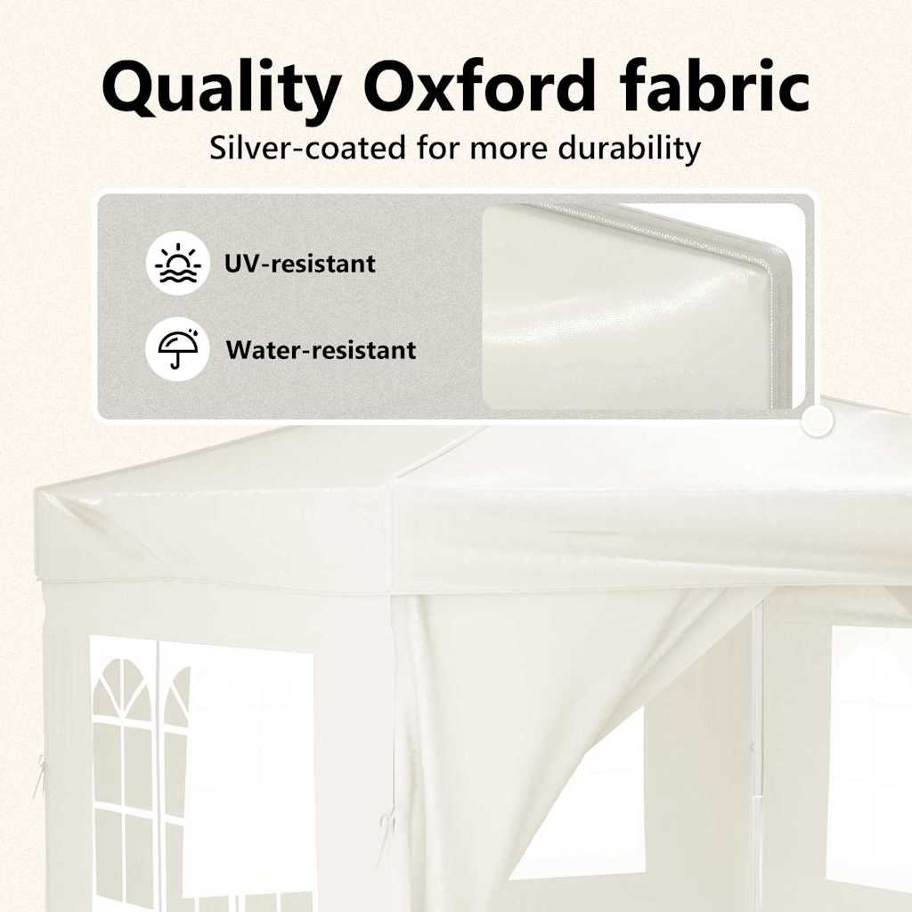 Folding Party Tent with Sidewalls Cream 3x3 m