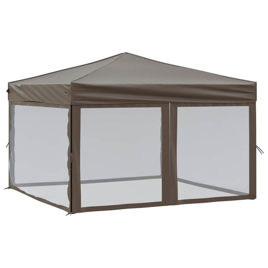 Folding Party Tent with Sidewalls Taupe 3x3 m