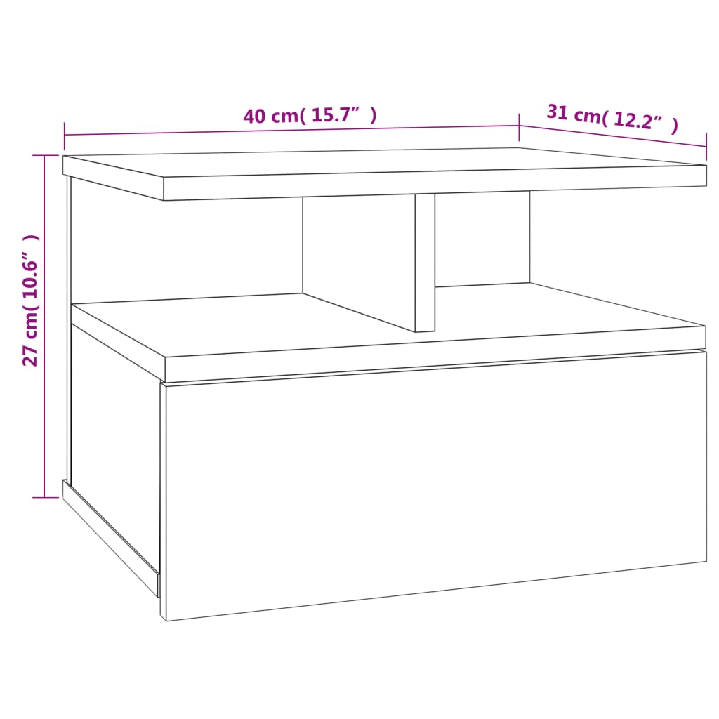 Floating Nightstand | Smoked Oak | Engineered Wood | Compact