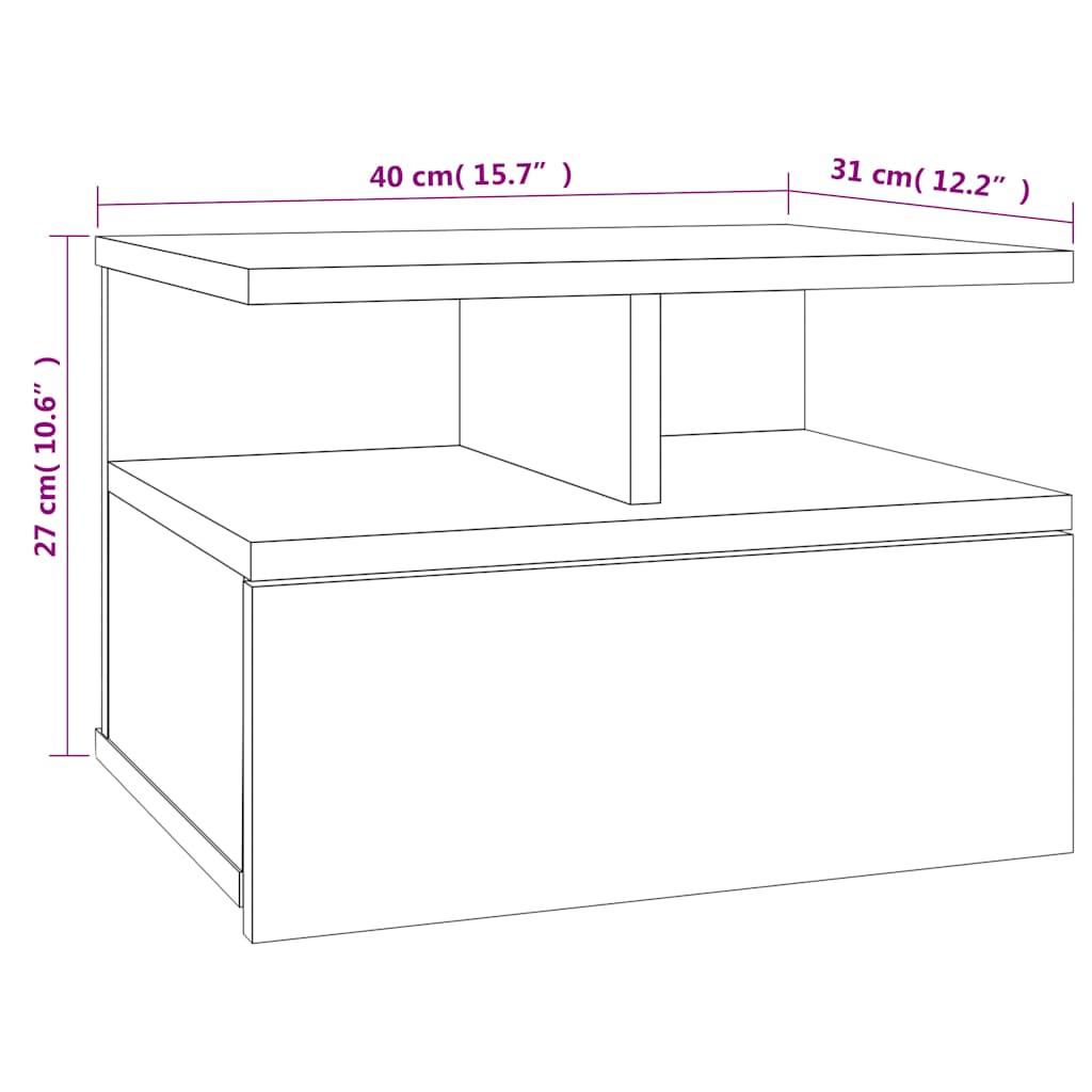 Floating Nightstand 2 pcs Smoked Oak 40x31x27 cm Engineered Wood