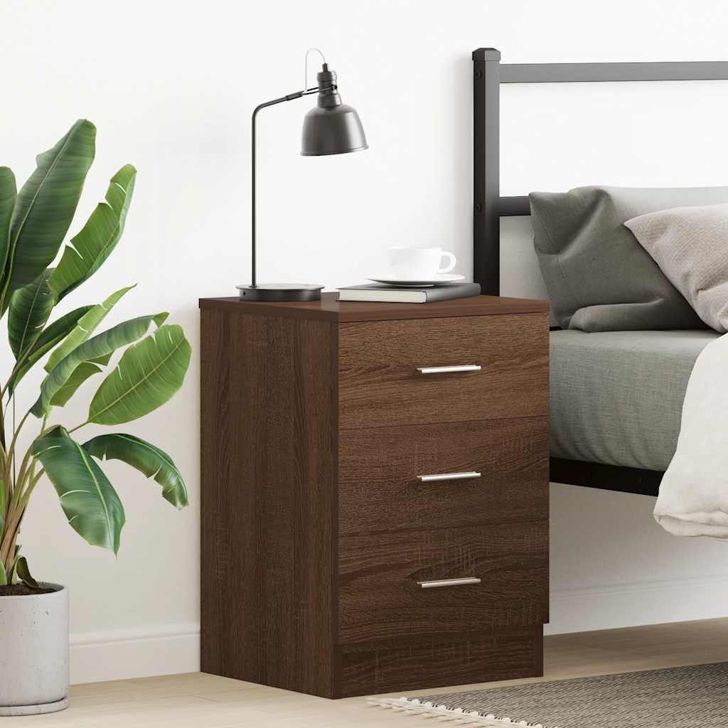Bedside Cabinet Brown Oak 38x35x56 cm Engineered Wood
