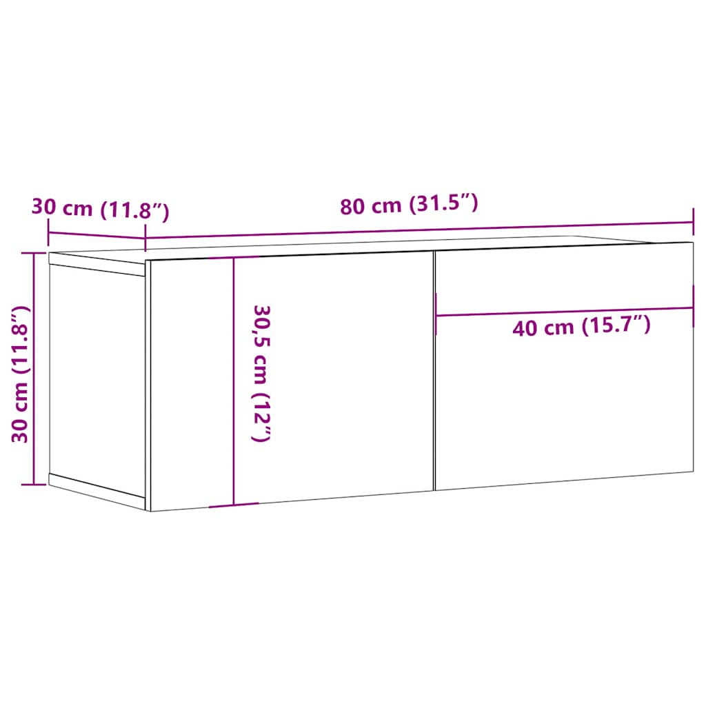 TV Cabinet Grey Sonoma 80x30x30 cm Engineered Wood