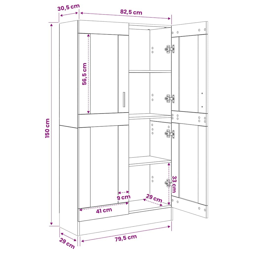 Book Cabinet Smoked Oak 82,5x30,5x150 cm Engineered Wood