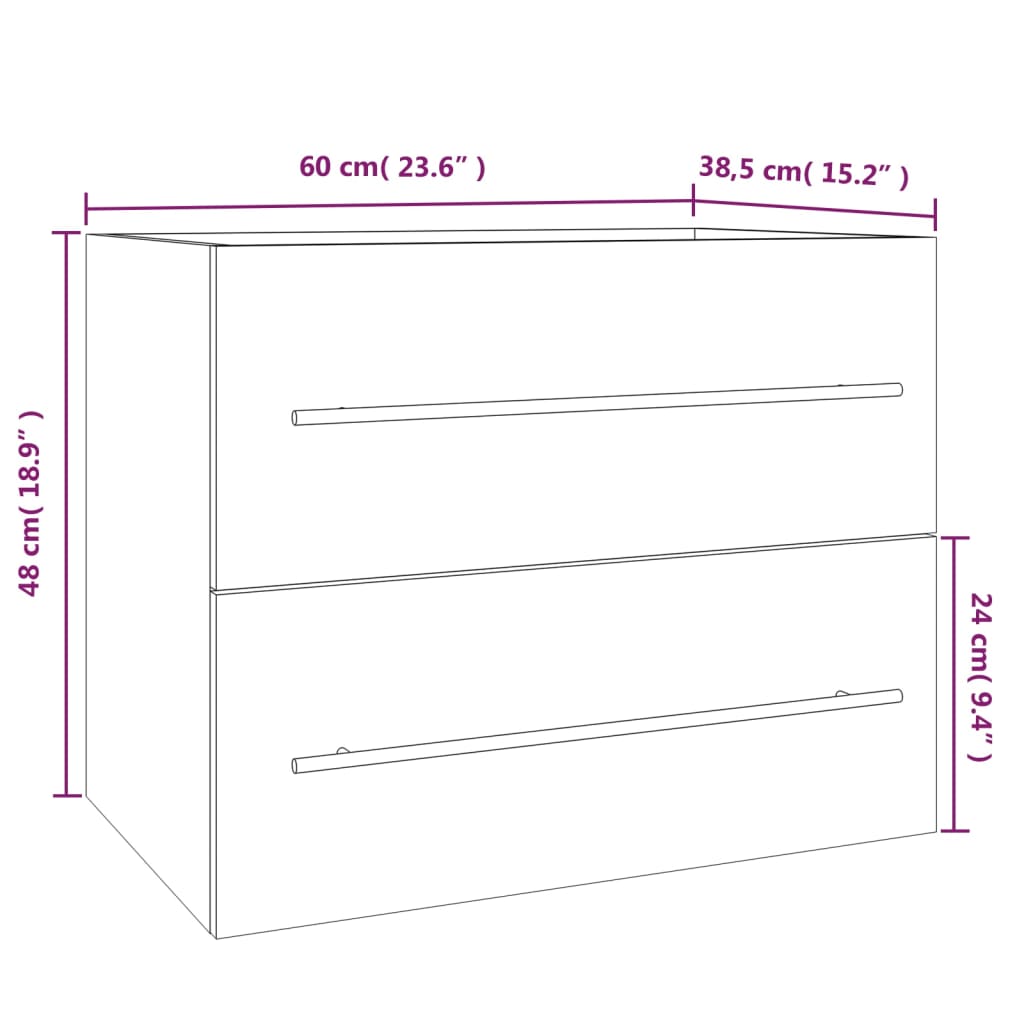 Sink Cabinet Smoked Oak 60x38,5x48 cm Engineered Wood
