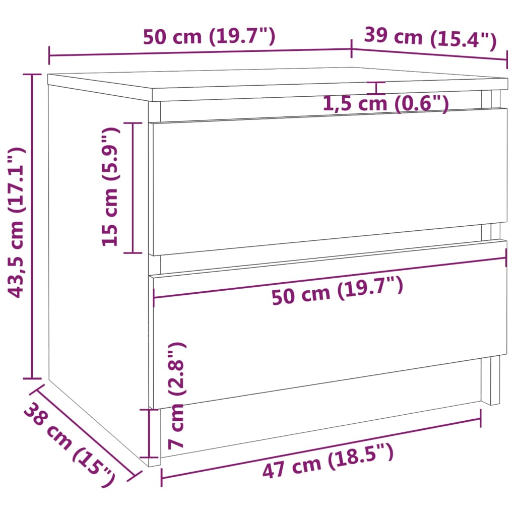 Bed Cabinets 2 pcs Smoked Oak 50x39x43,5 cm Engineered Wood