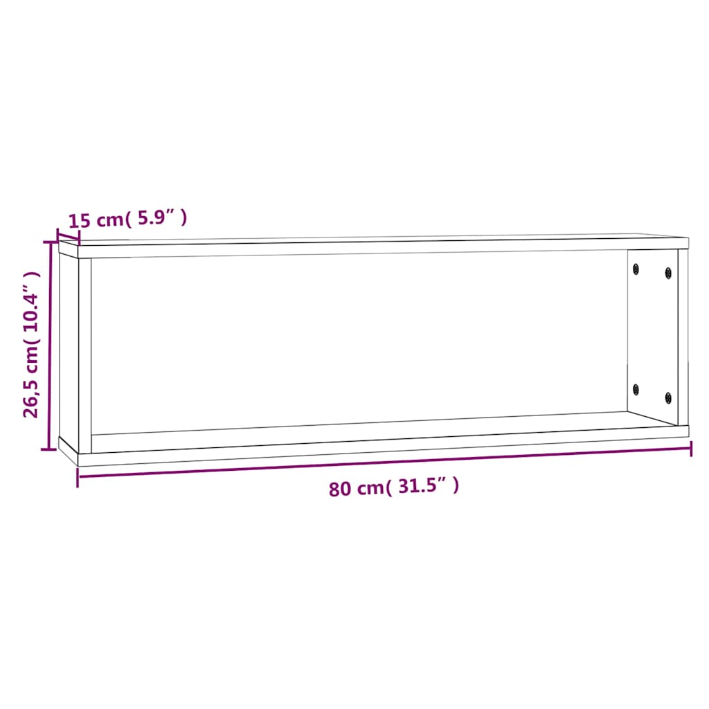 Wall Cube Shelves 2 pcs Smoked Oak 80x15x26.5 cm Engineered Wood