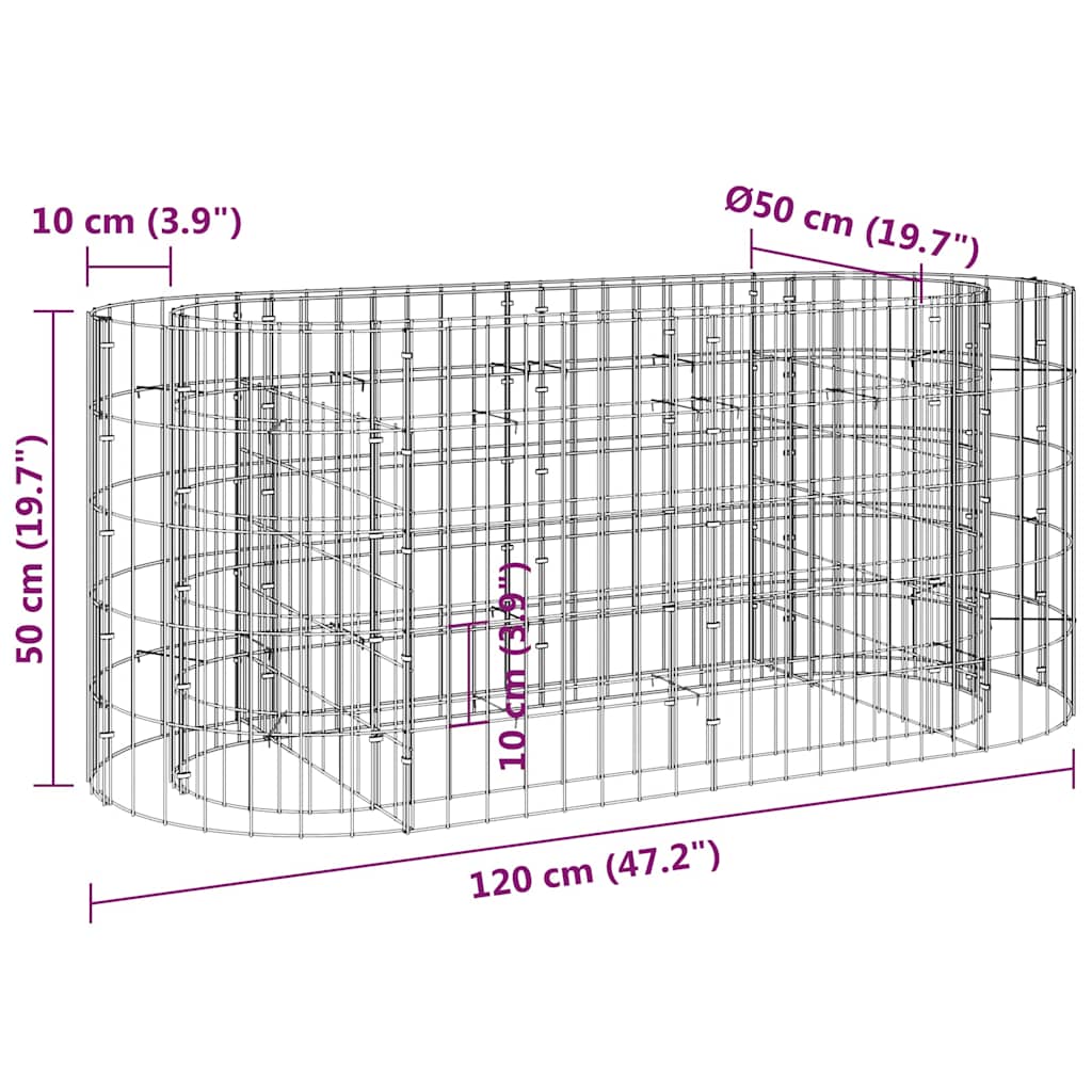 Gabion Raised Bed Galvanized Iron 47.2"x19.7"x19.7