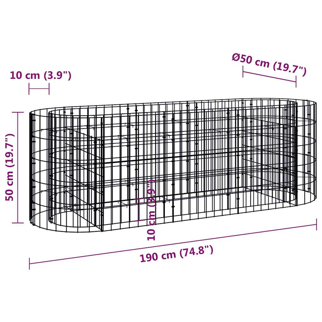 Gabion Raised Bed Galvanized Iron 74.8"x19.7"x19.7
