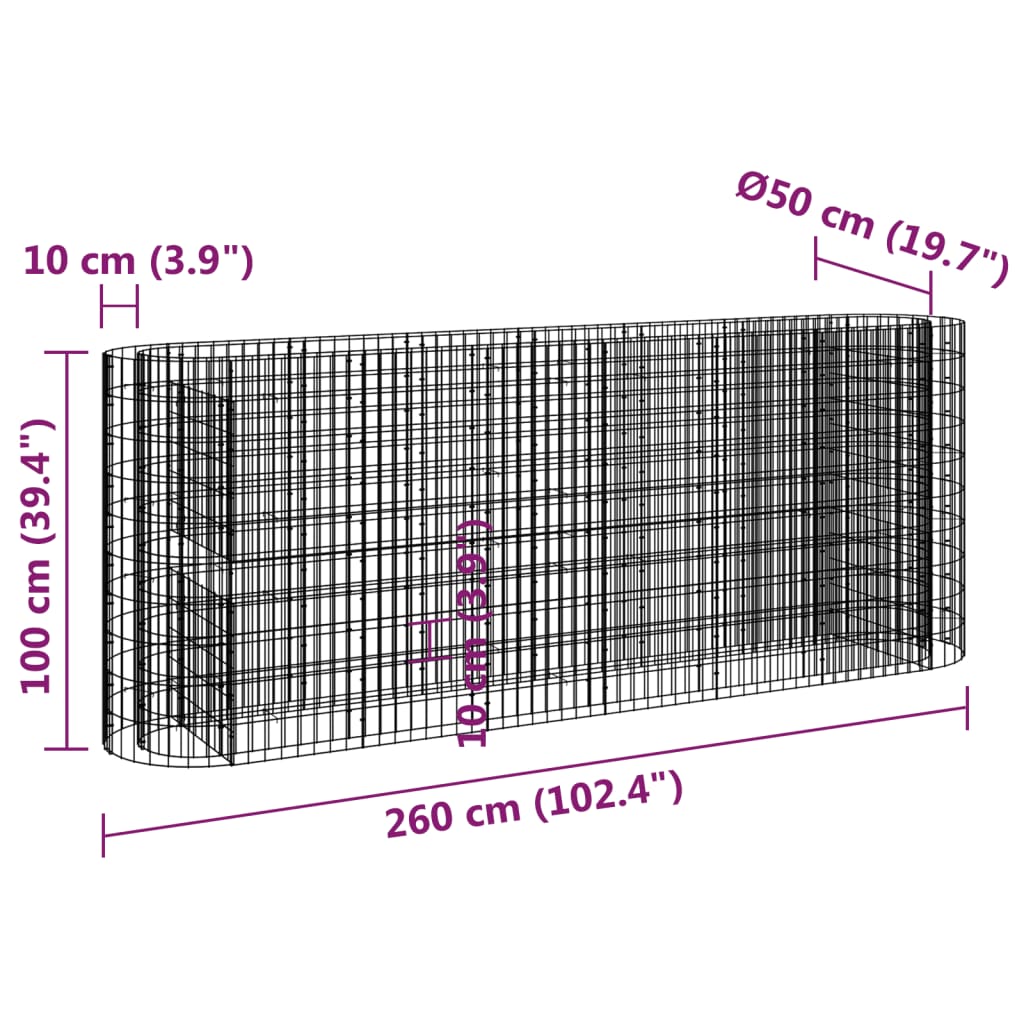 Gabion Raised Bed | Silver | Galvanised iron | Large | Durable