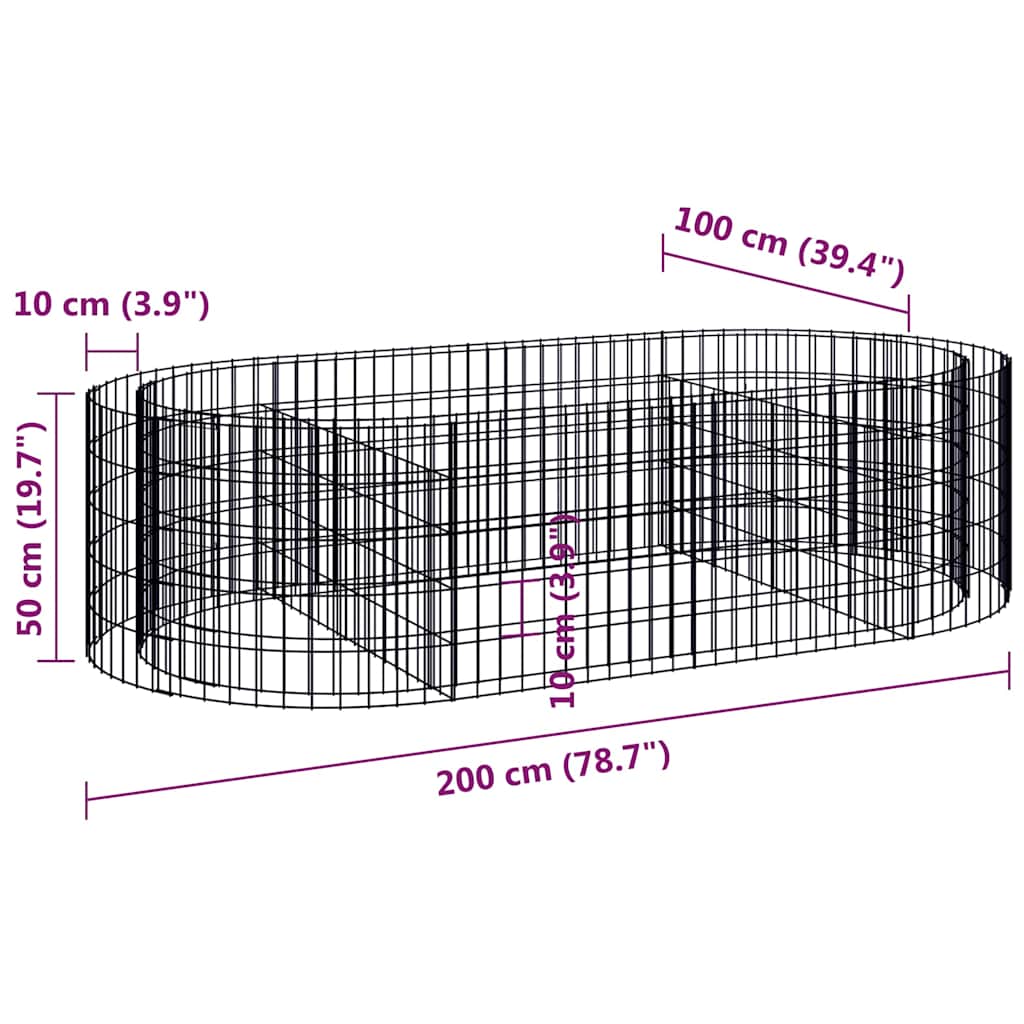 Gabion Raised Bed | Silver | Galvanised iron | 200 x 100 x 50 cm