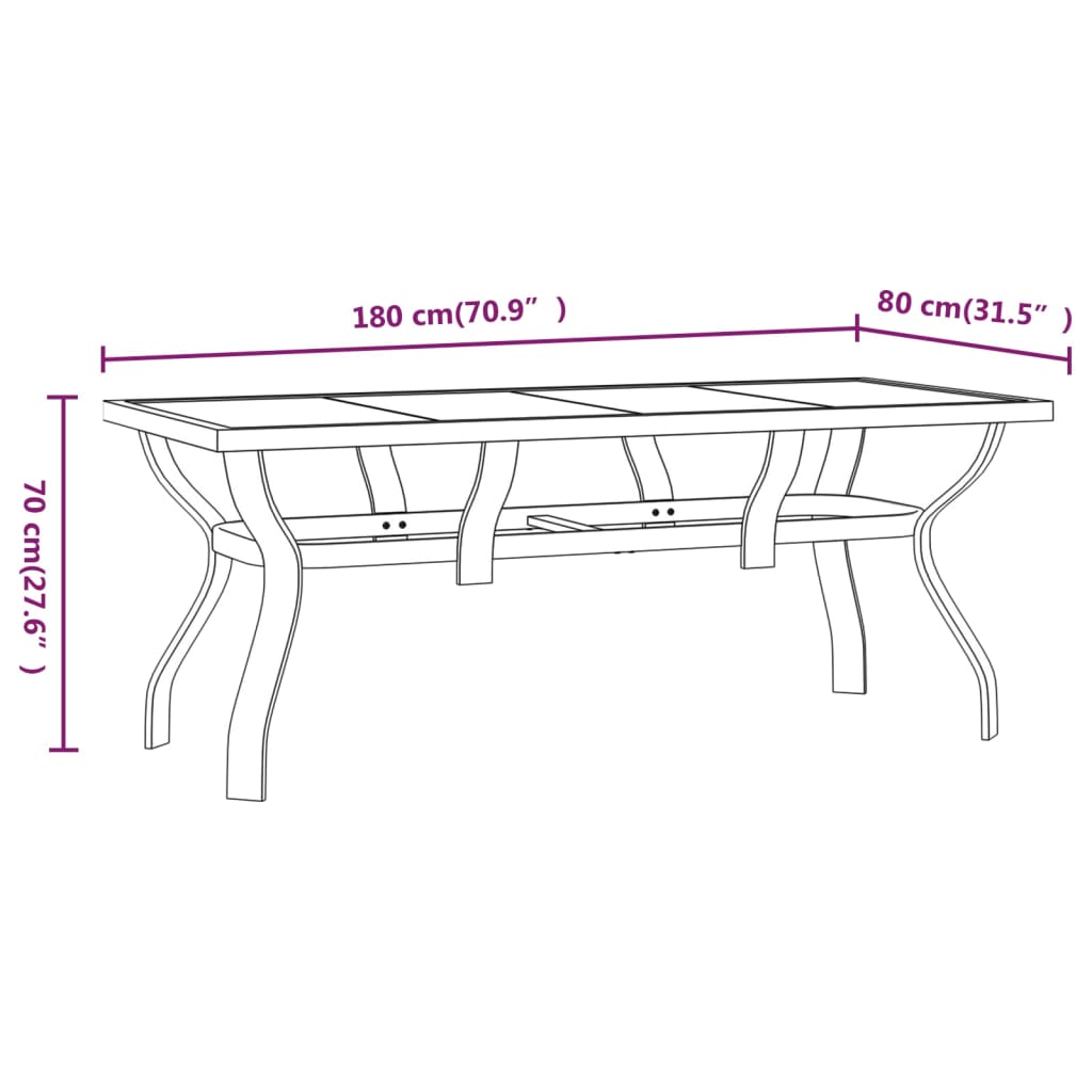 9 Piece Garden Dining Set Black