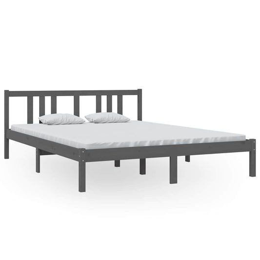 Bed Frame | Grey | Solid Pine Wood | King Size | Bed Frame | Rectangular