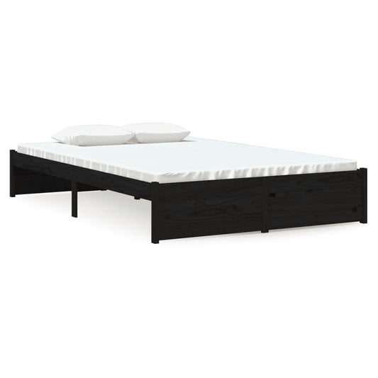Bed Frame without Mattress Black Solid Wood 120x190 cm