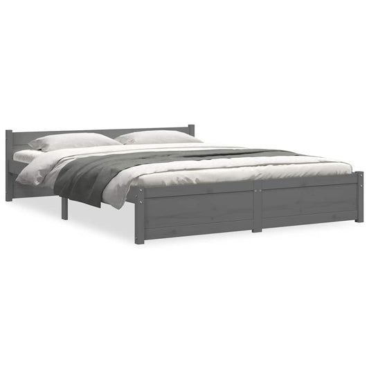Bed Frame without Mattress Grey Solid Wood 135x190 cm Double