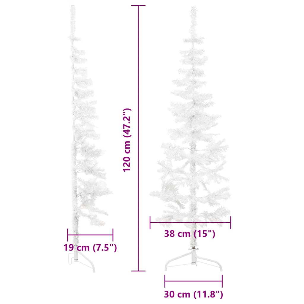 Artificial Half Christmas Tree White PVC Slim