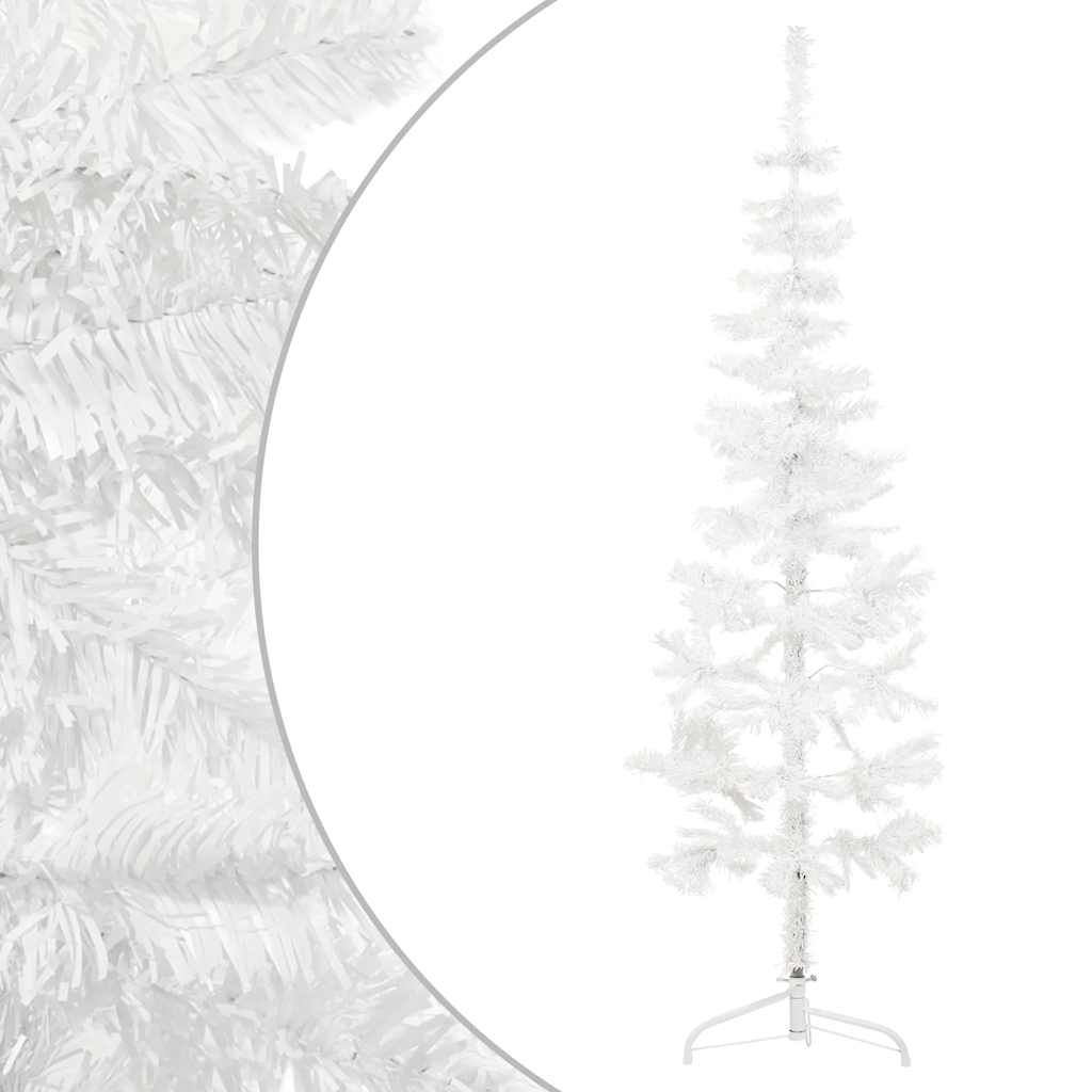 Artificial Half Christmas Tree White PVC, Steel Slim