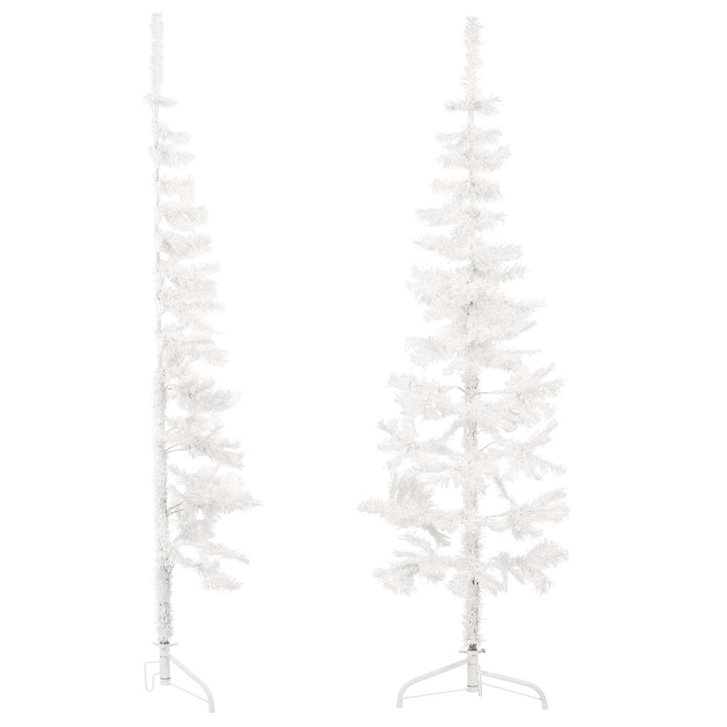 Artificial Half Christmas Tree White PVC, Steel Slim
