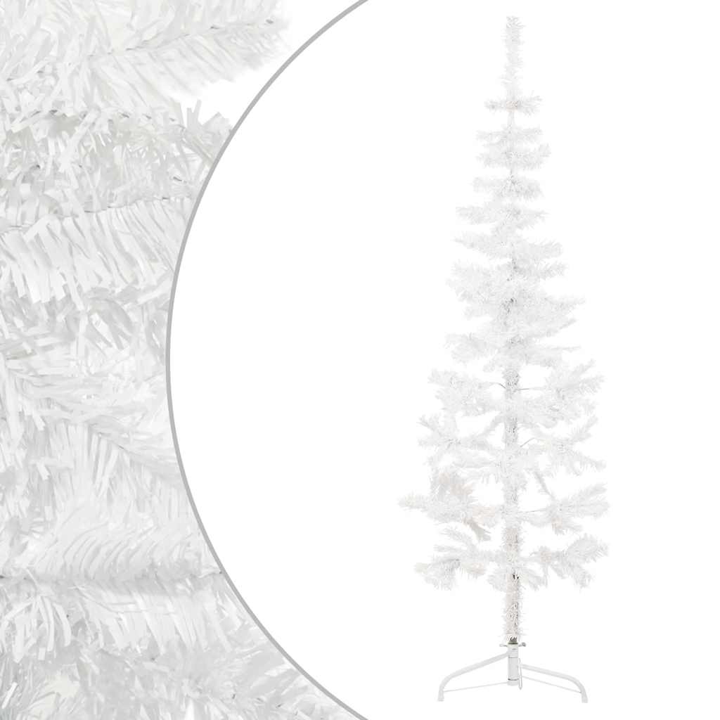 Artificial Half Christmas Tree White PVC, steel Slim