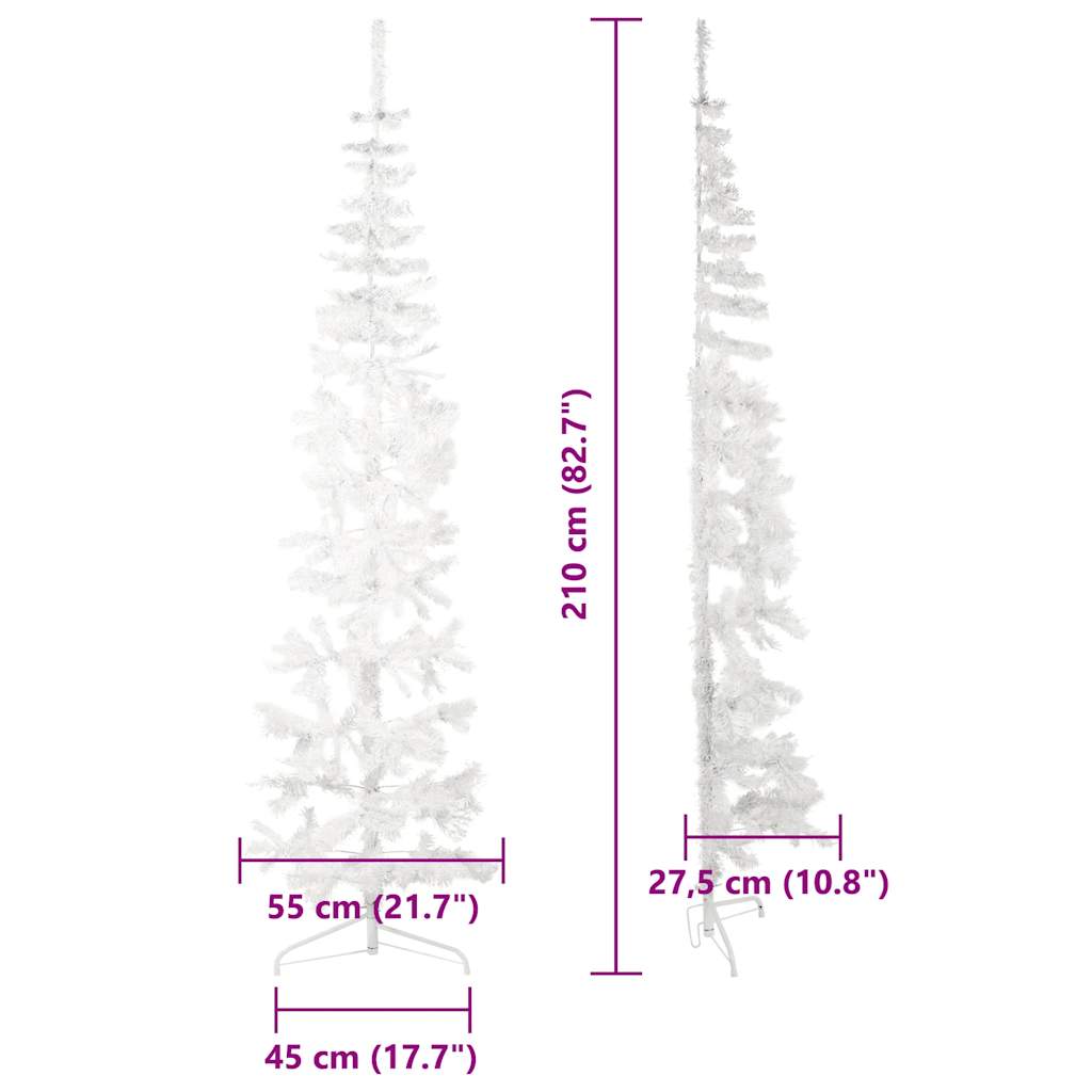 Artificial Half Christmas Tree White PVC 82.7 in Tall