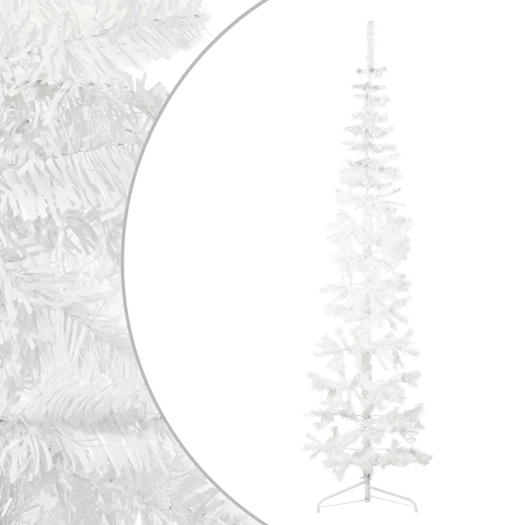 Artificial Half Christmas Tree White PVC Slim Decorative Inlays