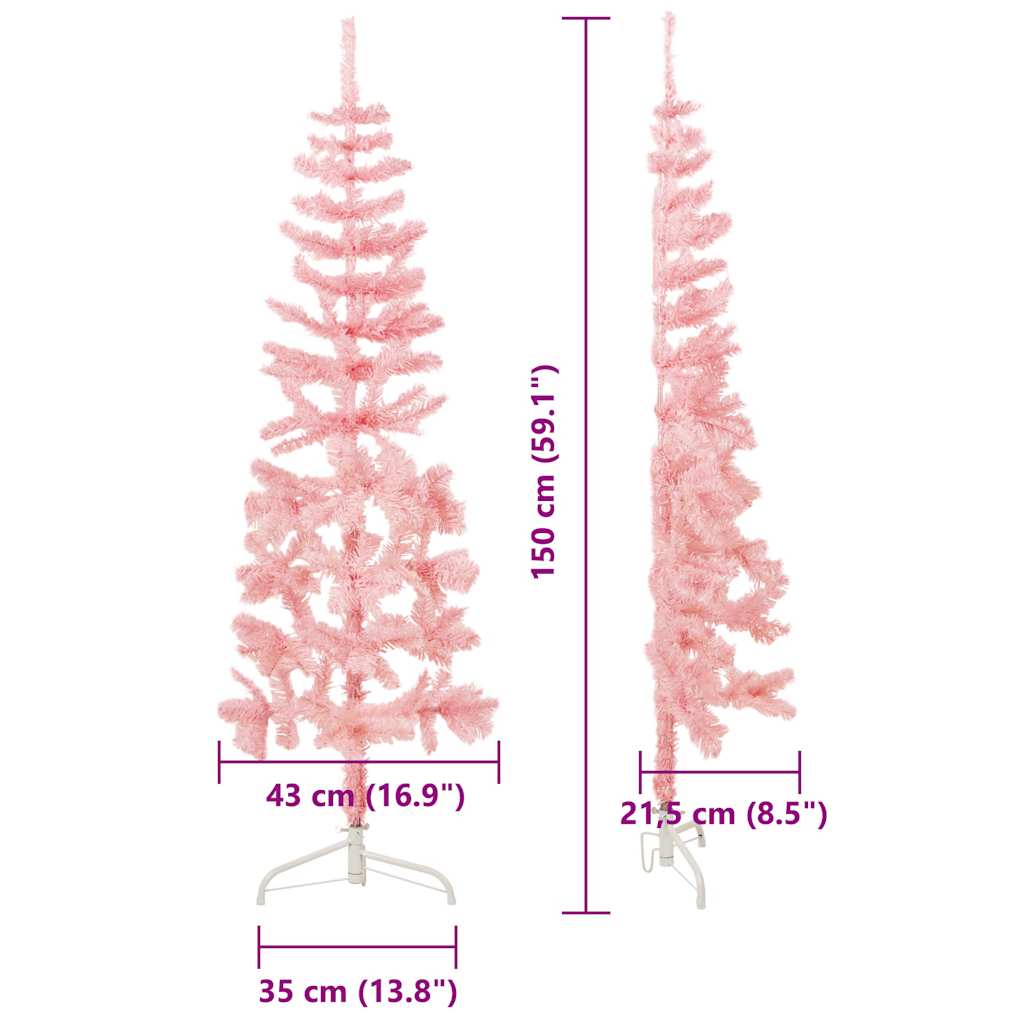 Artificial Half Christmas Tree Pink PVC Slim