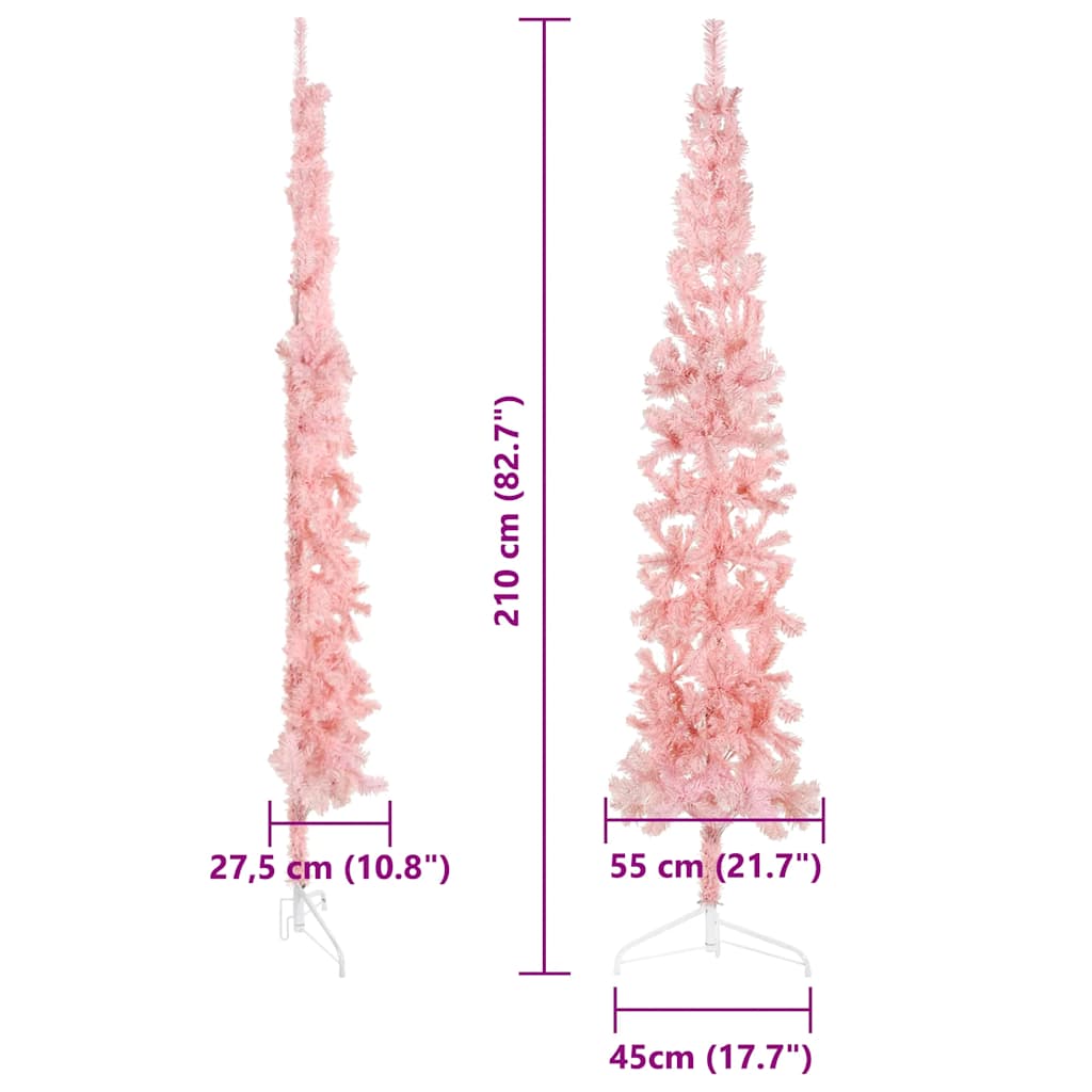 Artificial Half Christmas Tree Pink PVC, Steel 82.7 in