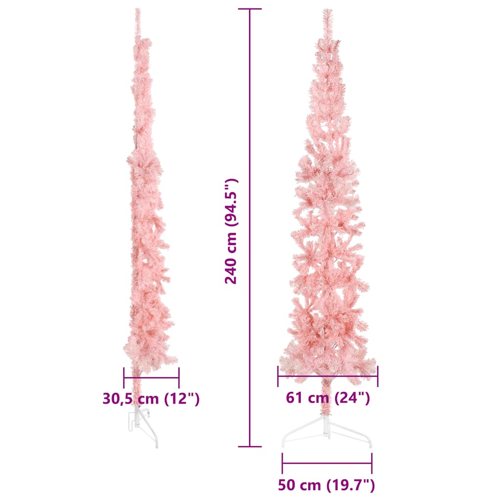Artificial Half Christmas Tree Pink PVC, Steel 94.5 in