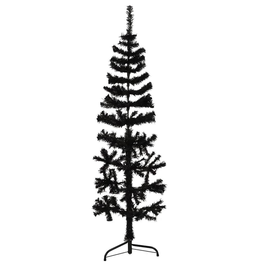 Artificial Half Christmas Tree Black PVC, Steel