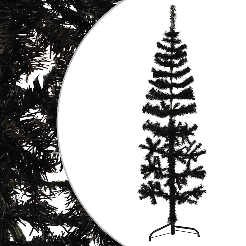 Artificial Half Christmas Tree Black PVC, Steel
