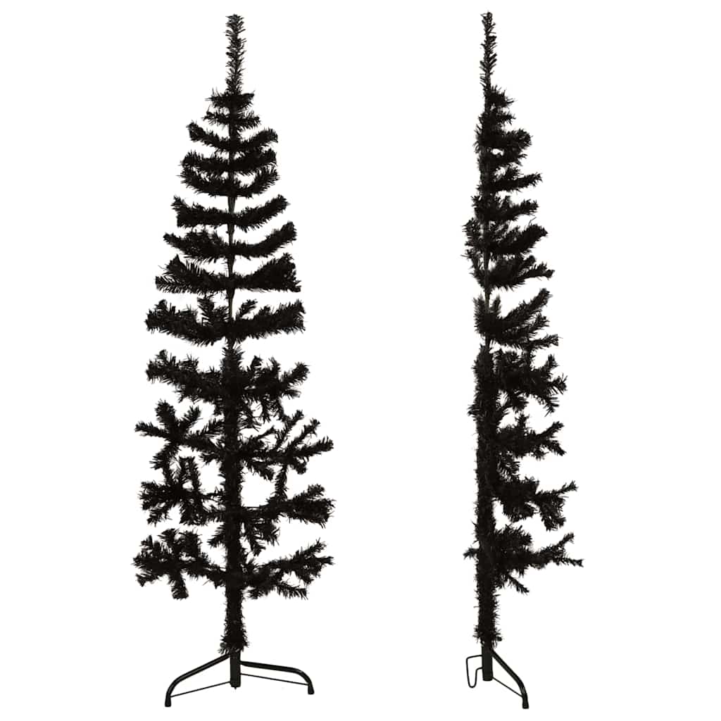 Artificial Half Christmas Tree Black PVC, Steel
