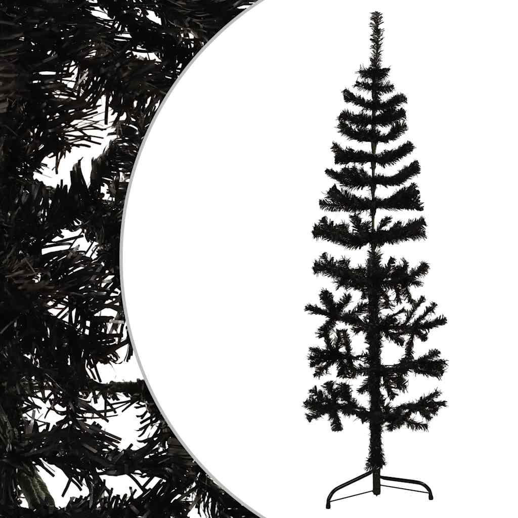 Artificial Half Christmas Tree Black PVC, Steel Slim