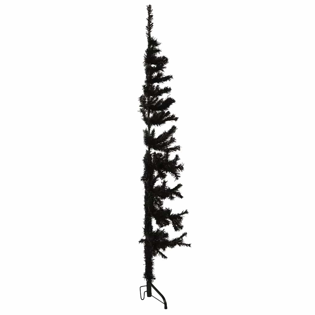 Artificial Half Christmas Tree Black PVC, Steel Slim