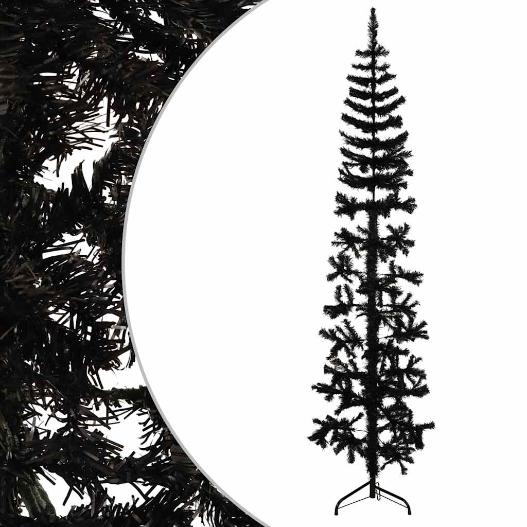 Artificial Half Christmas Tree Black PVC Slim Decorative Inlays