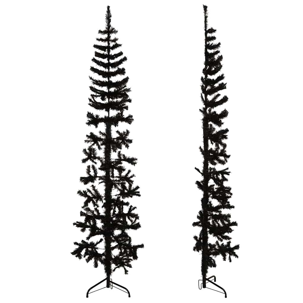 Artificial Half Christmas Tree Black PVC Slim Decorative Inlays