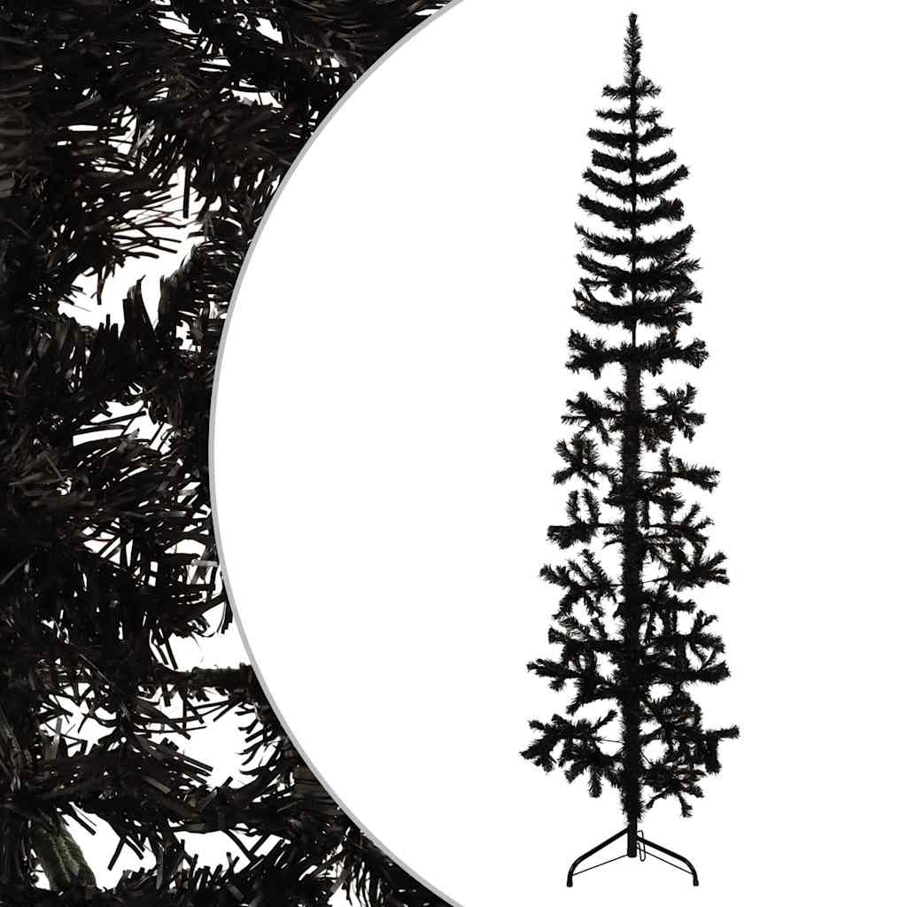 Artificial Half Christmas Tree Black PVC, Steel 82.7 in tall