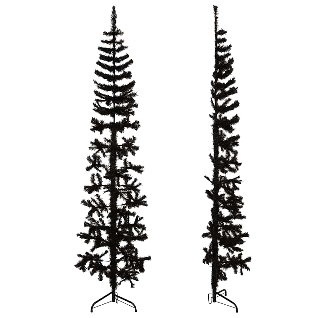 Artificial Half Christmas Tree Black PVC, Steel 82.7 in tall